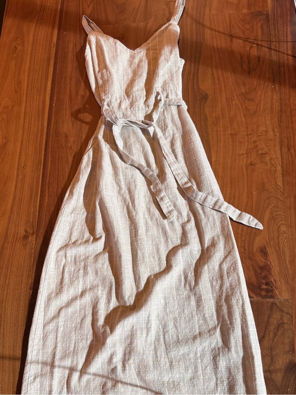 V&L Made in Italy Pinstripe Belted Midi Dress S